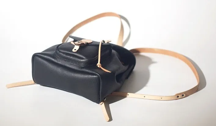 Handmade Women Leather Black Backpack Cute Backpack for Women