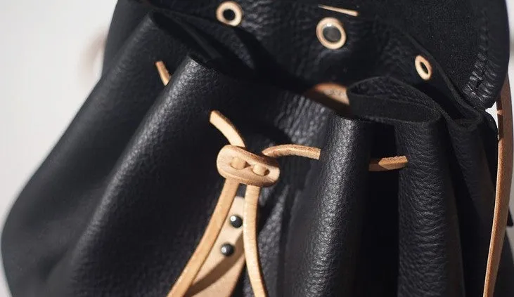Handmade Women Leather Black Backpack Cute Backpack for Women