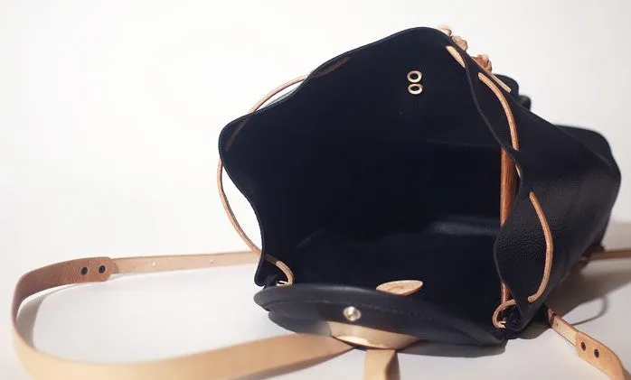 Handmade Women Leather Black Backpack Cute Backpack for Women