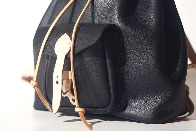 Handmade Women Leather Black Backpack Cute Backpack for Women