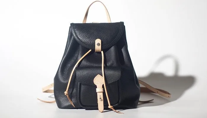 Handmade Women Leather Black Backpack Cute Backpack for Women
