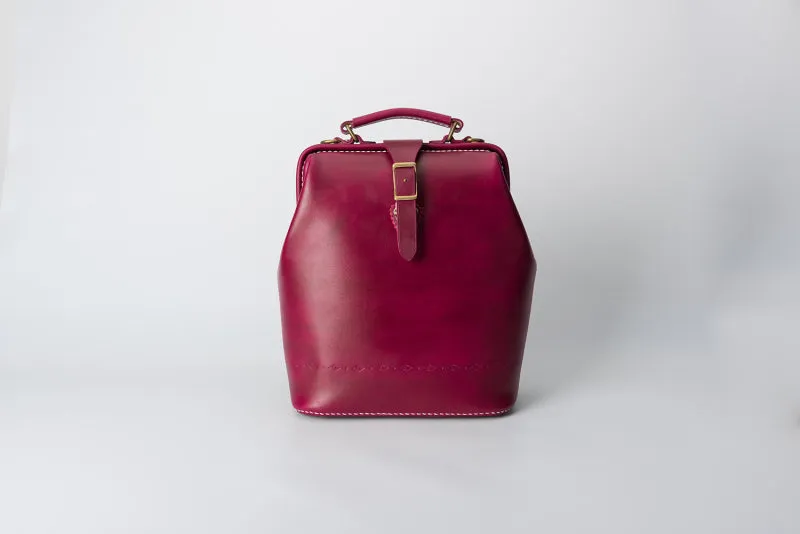 Handmade Womens Coffee Leather Doctor Backpack Purse Shoulder Doctor Handbag for Women