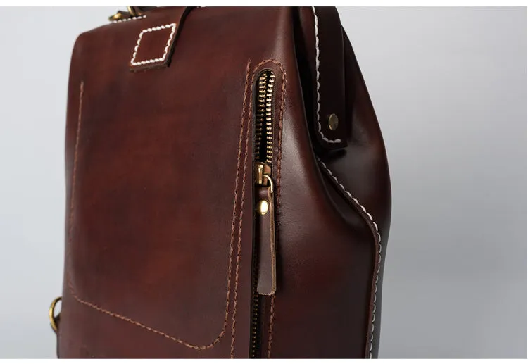 Handmade Womens Green Leather Doctor Backpack Purse Shoulder Doctor Handbag for Women