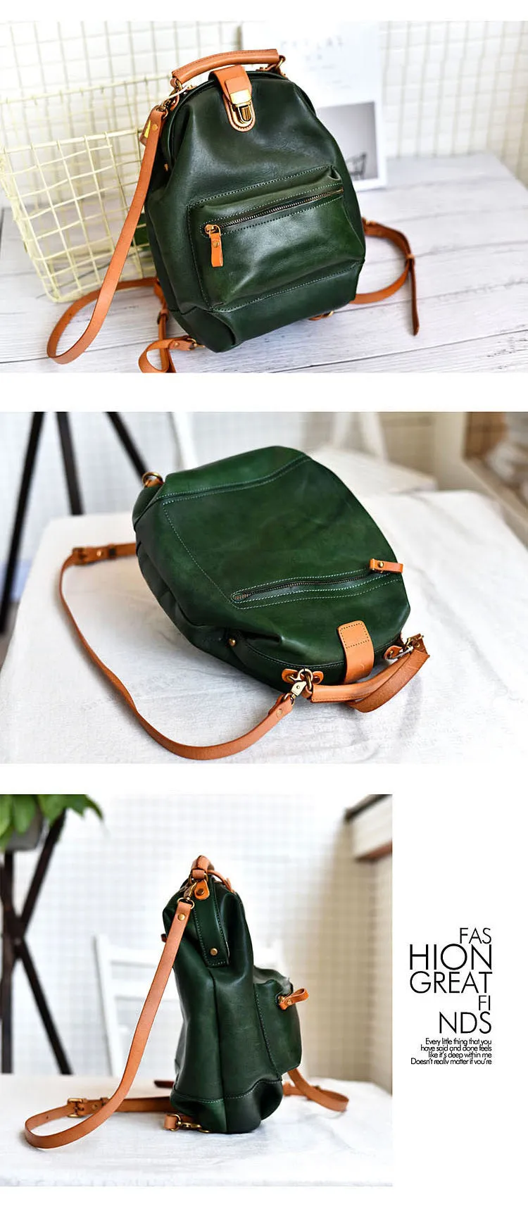 Handmade Womens Tan Leather Doctor Backpack Purse Shoulder Doctor Handbags for Women