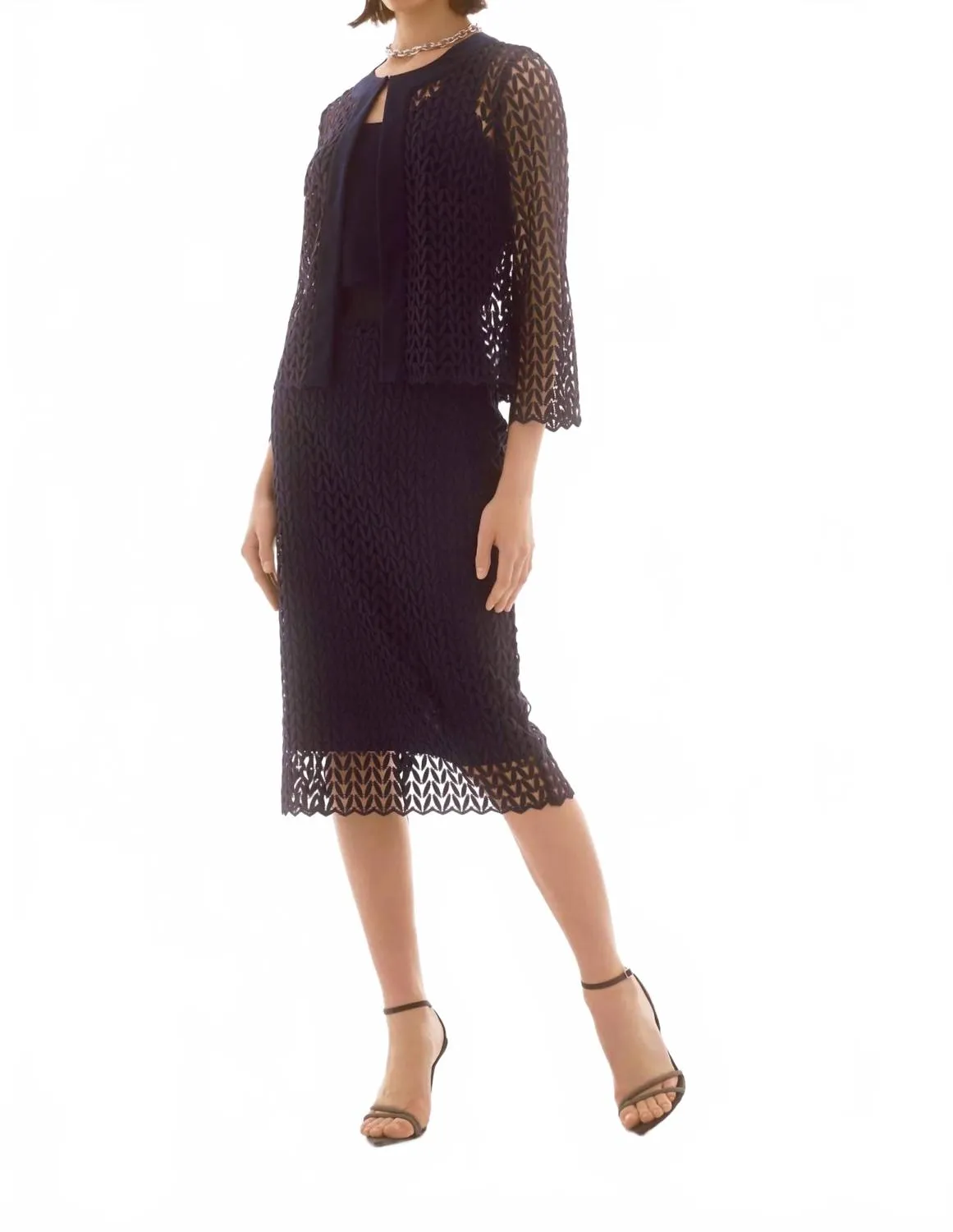 High-Waist Knitted Pencil Skirt In Midnight Blue