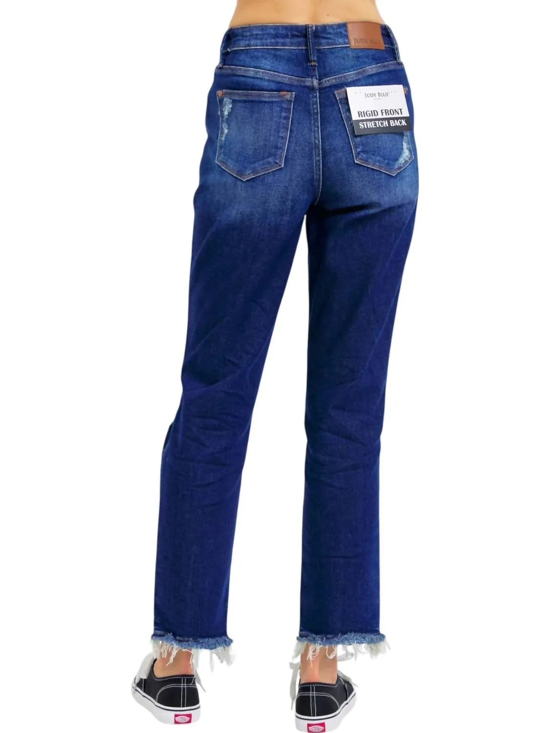 High Waist Rigid Magic Heavy Destroy Straight Jeans In Blue
