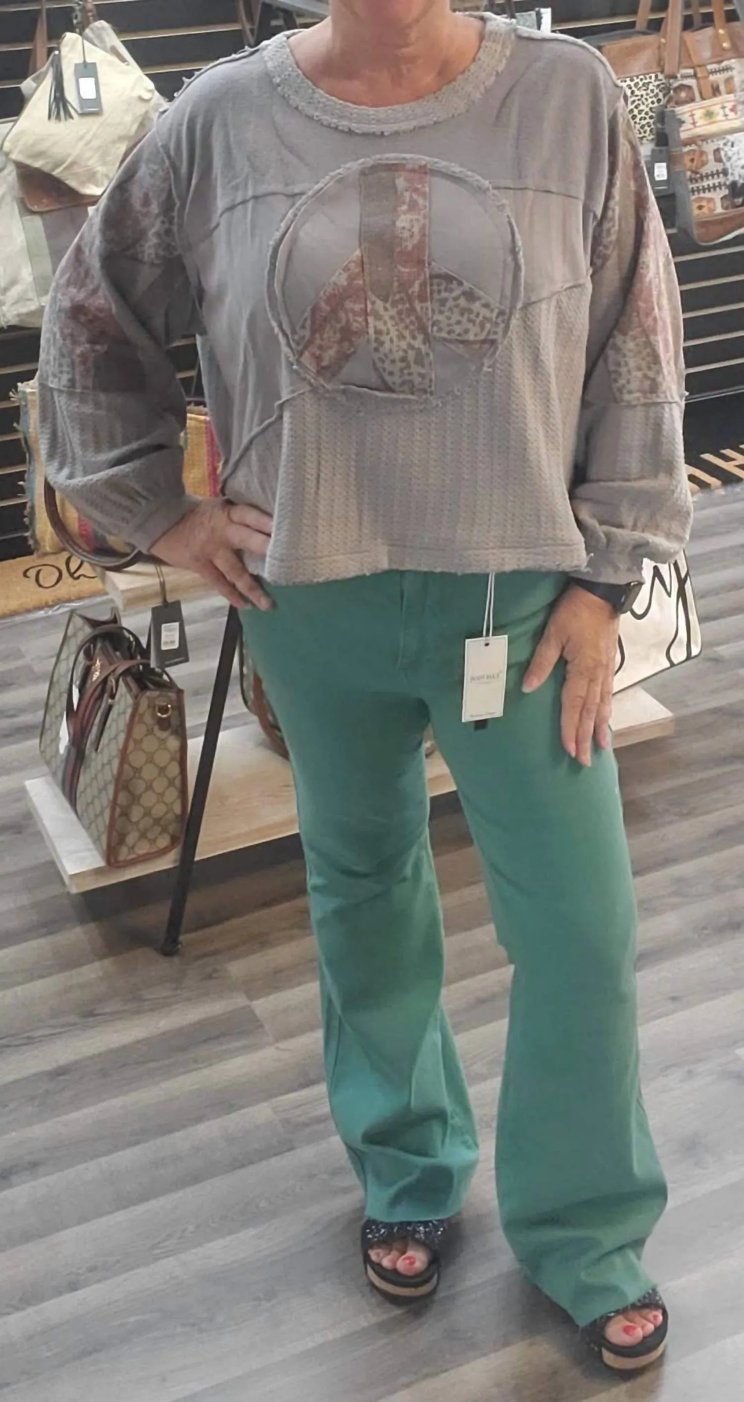 High Waist Tummy Control Garment Dyed Flare Jeans In Topaz