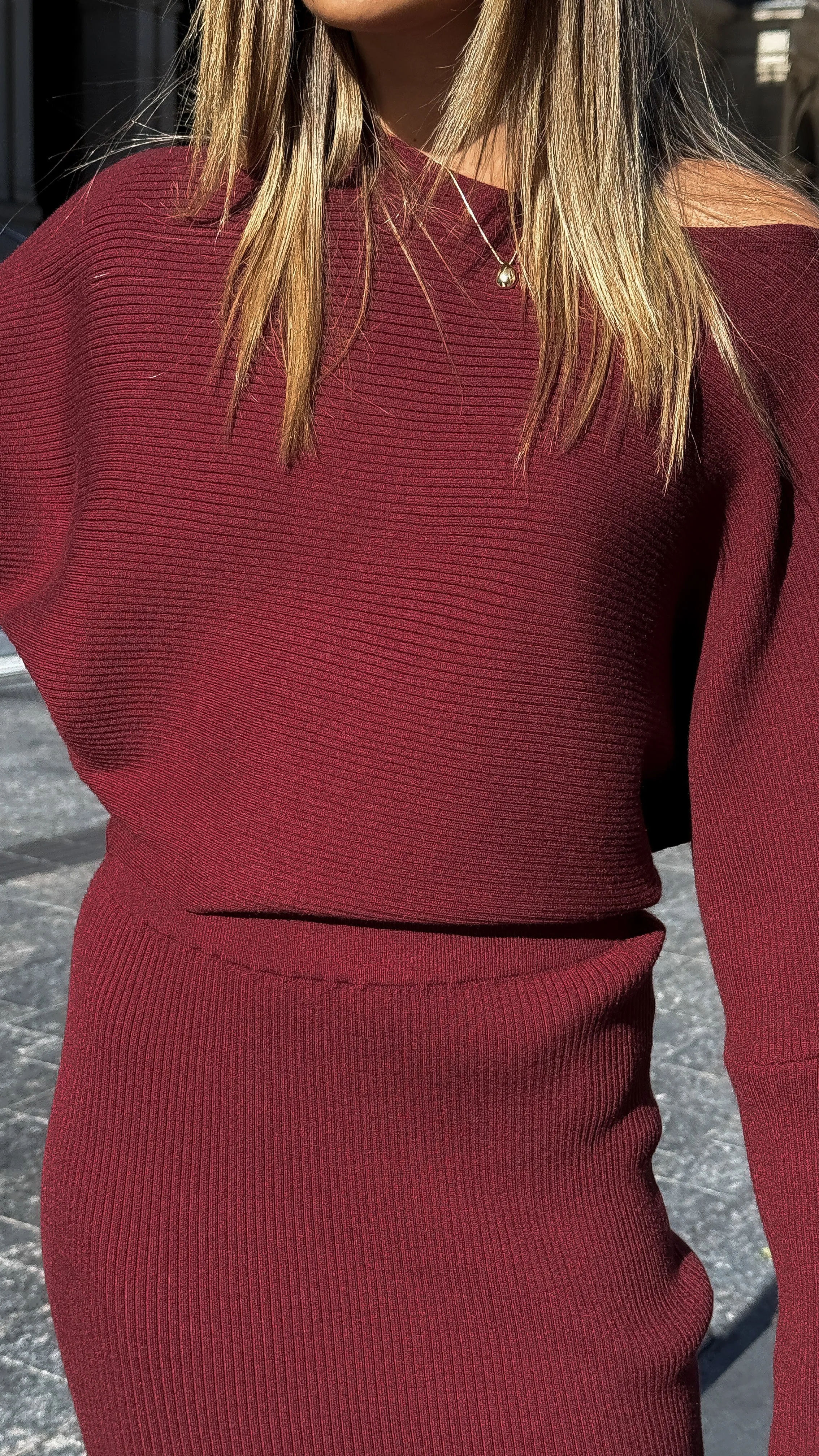 Iluka Knit Top - Burgundy