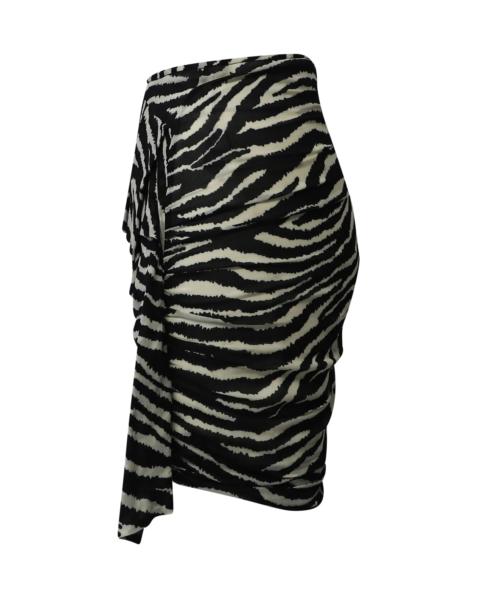 Isabel Marant Etoile Jerine Ruffled Zebra Print Skirt in Black Viscose