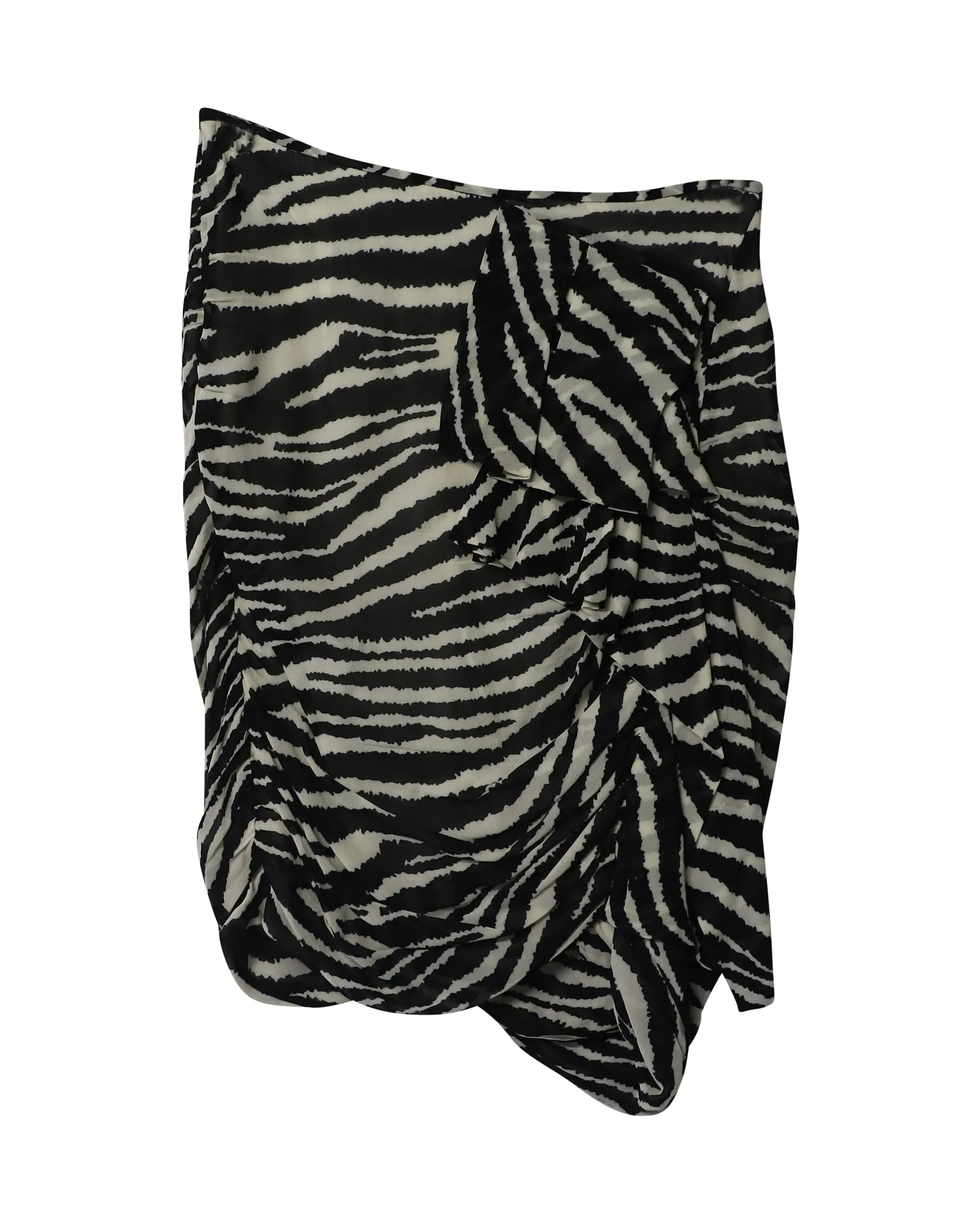 Isabel Marant Etoile Jerine Ruffled Zebra Print Skirt in Black Viscose
