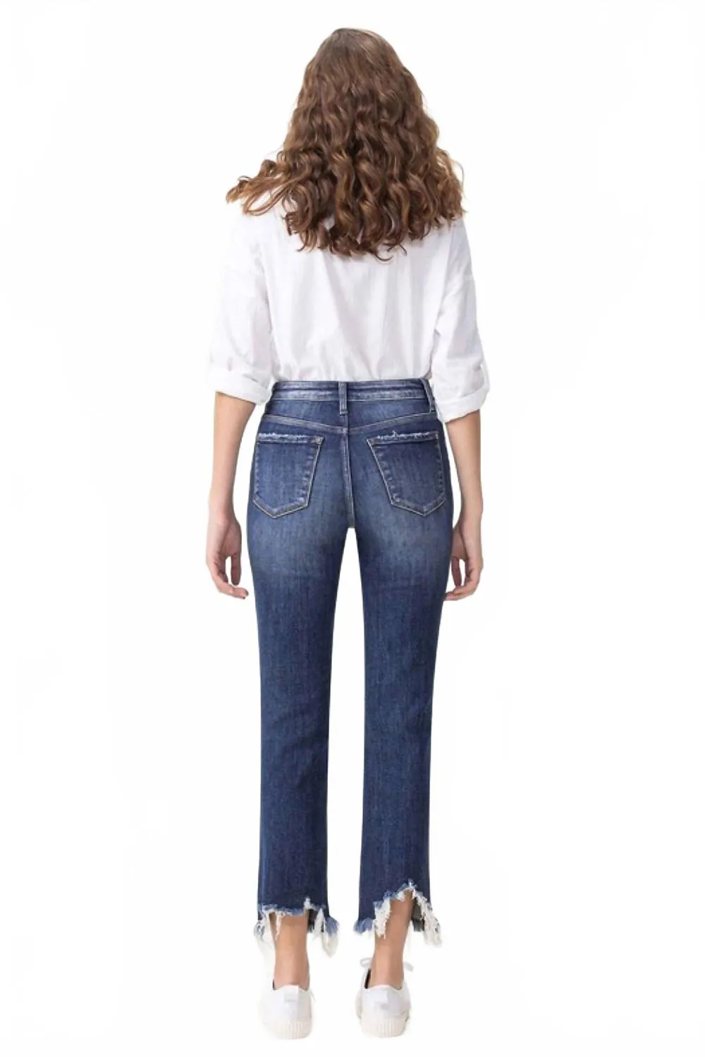 Jackie Full Size High Rise Crop Straight Leg Jeans In Medium