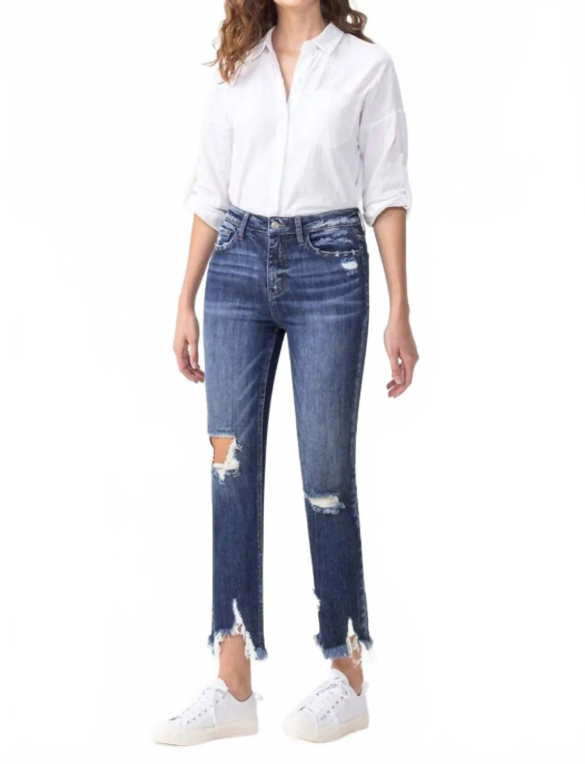 Jackie Full Size High Rise Crop Straight Leg Jeans In Medium
