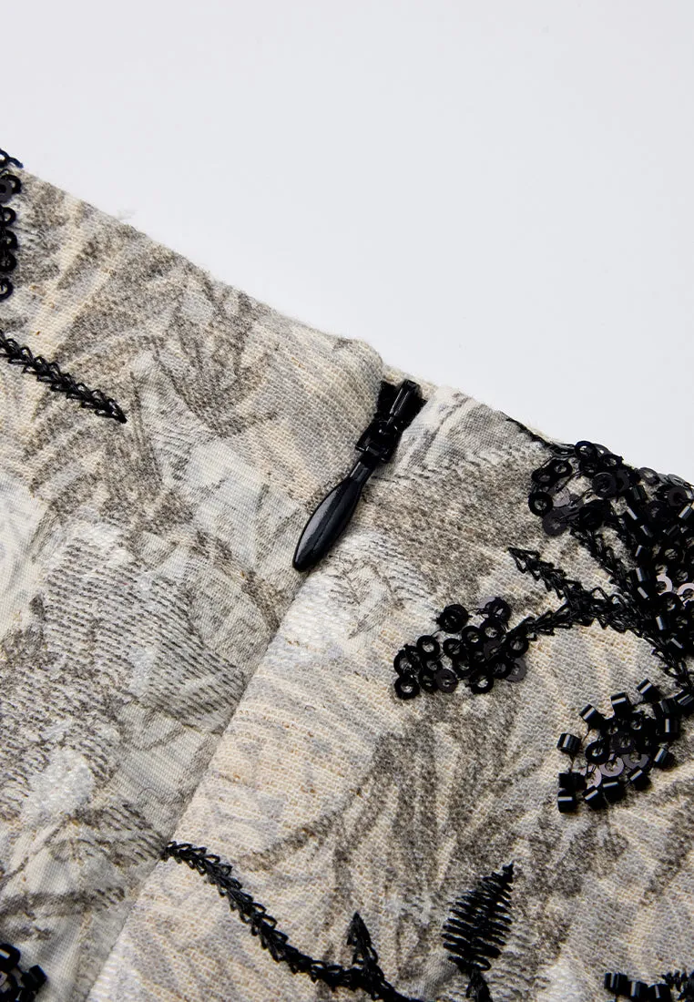 Jacquard Embroidery-&-sequin-detail Skirt