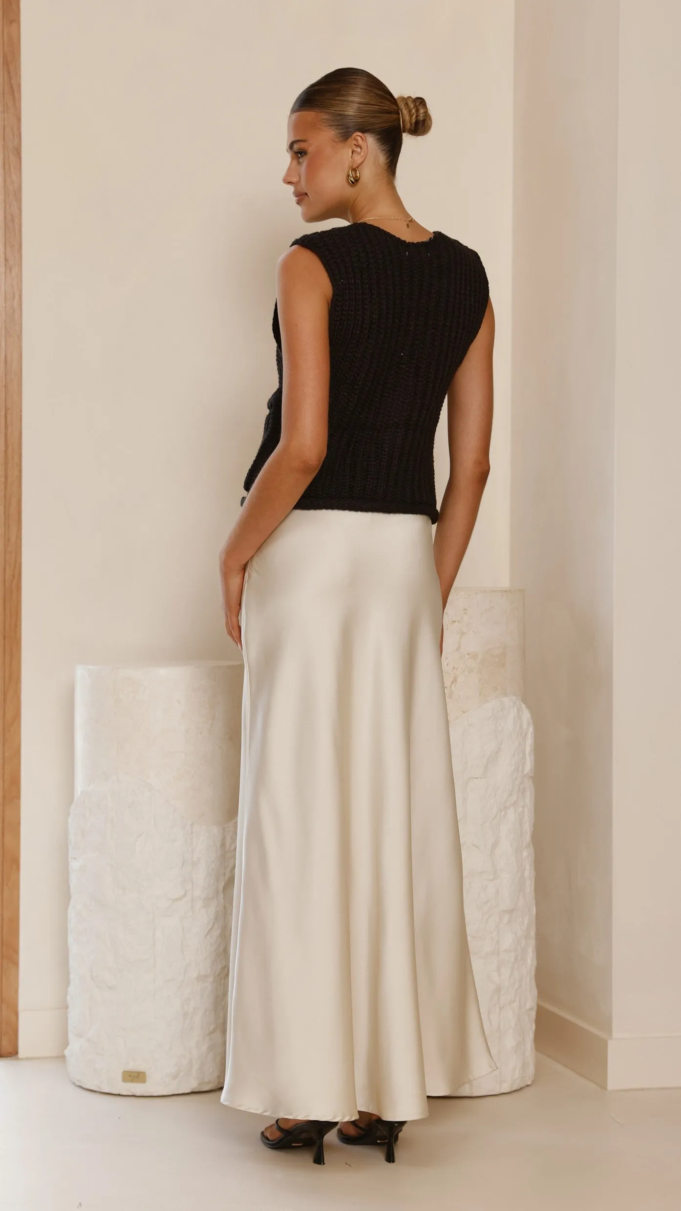 Jaffa Cropped Knit Vest - Black