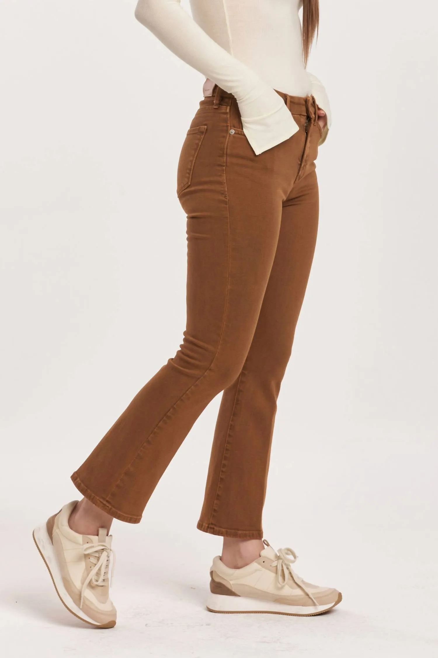 Jeanne Crop Flare In Burnt Sienna