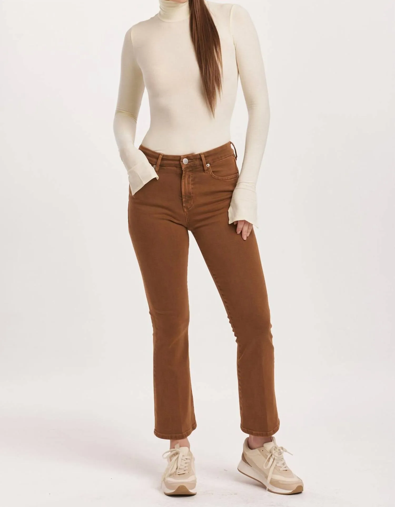 Jeanne Crop Flare In Burnt Sienna