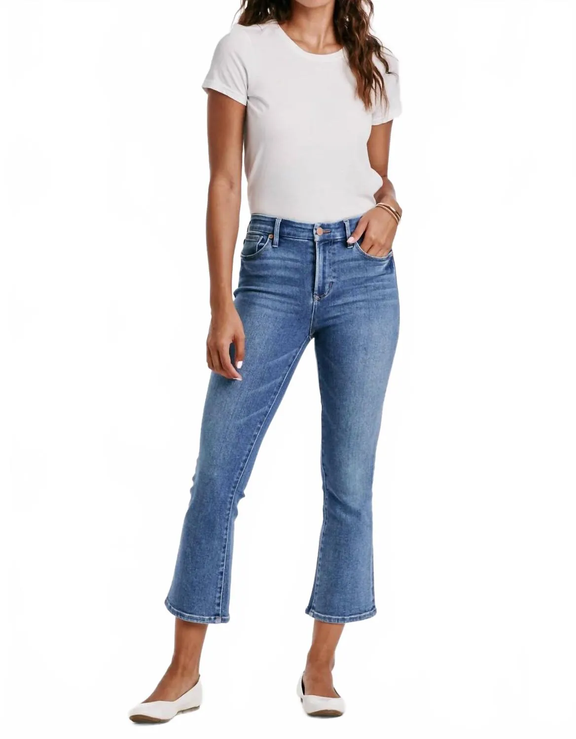 Jeanne Super High Rise Cropped Flare Jeans In Wexford