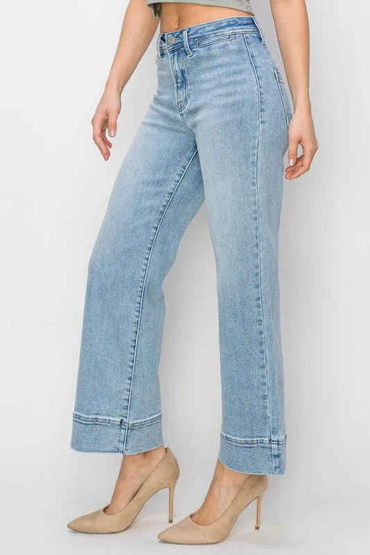 Jemma Light Denim High Rise Cropped Wide Leg Jeans
