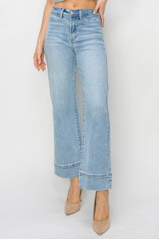 Jemma Light Denim High Rise Cropped Wide Leg Jeans