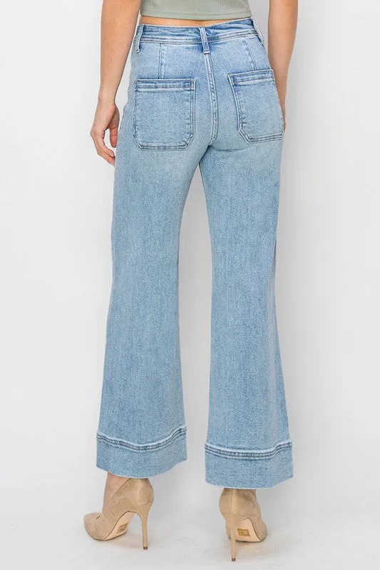Jemma Light Denim High Rise Cropped Wide Leg Jeans