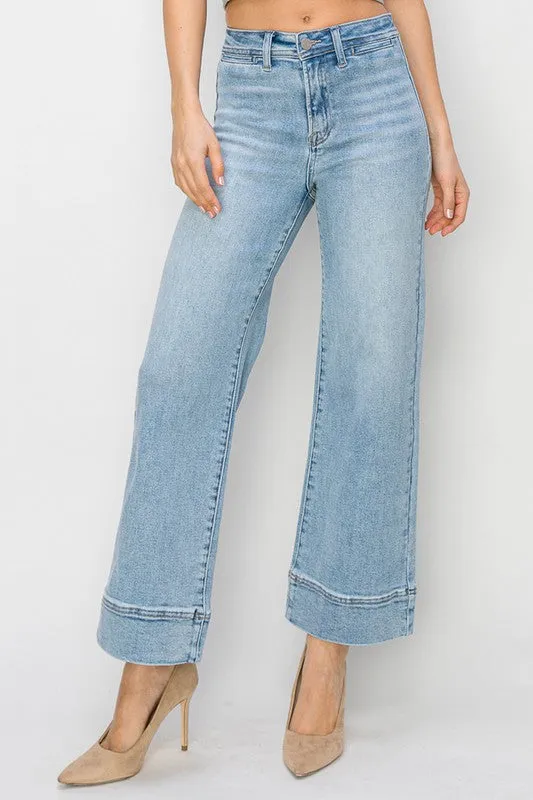Jemma Light Denim High Rise Cropped Wide Leg Jeans