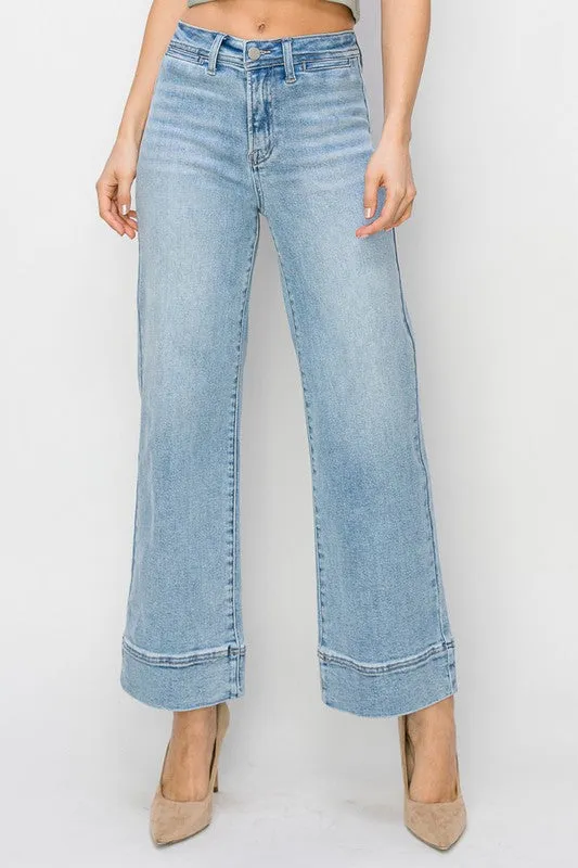 Jemma Light Denim High Rise Cropped Wide Leg Jeans