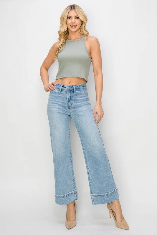 Jemma Light Denim High Rise Cropped Wide Leg Jeans