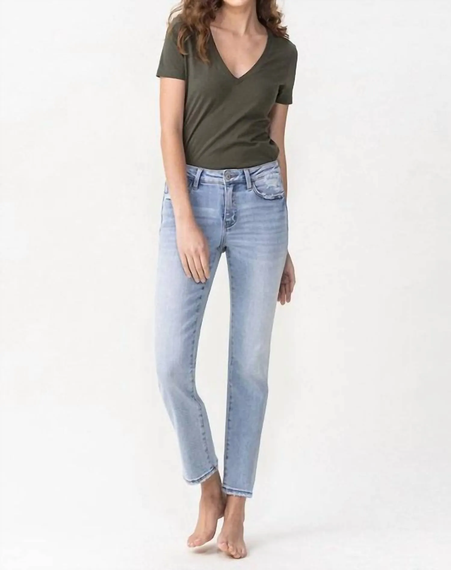 Katrina Mid Rise Slim Straight Jean In Blue
