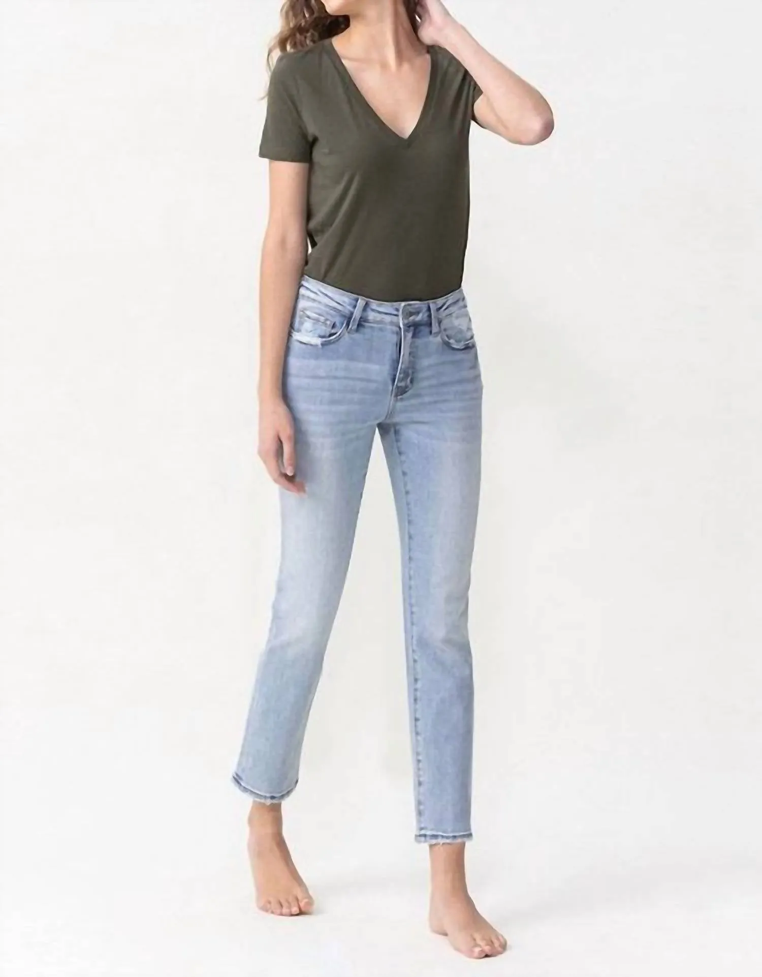 Katrina Mid Rise Slim Straight Jean In Blue