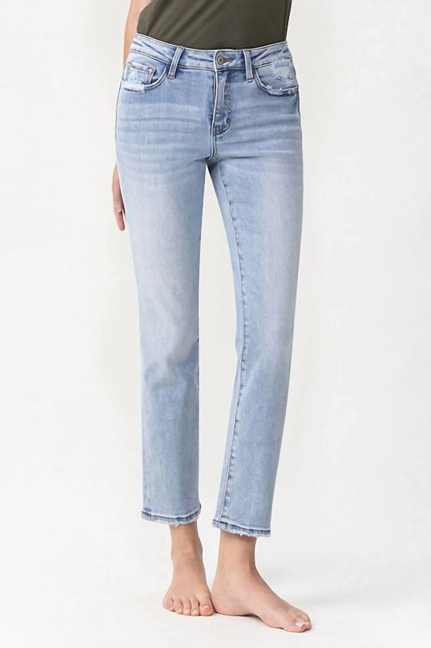 Katrina Mid Rise Slim Straight Jean In Blue