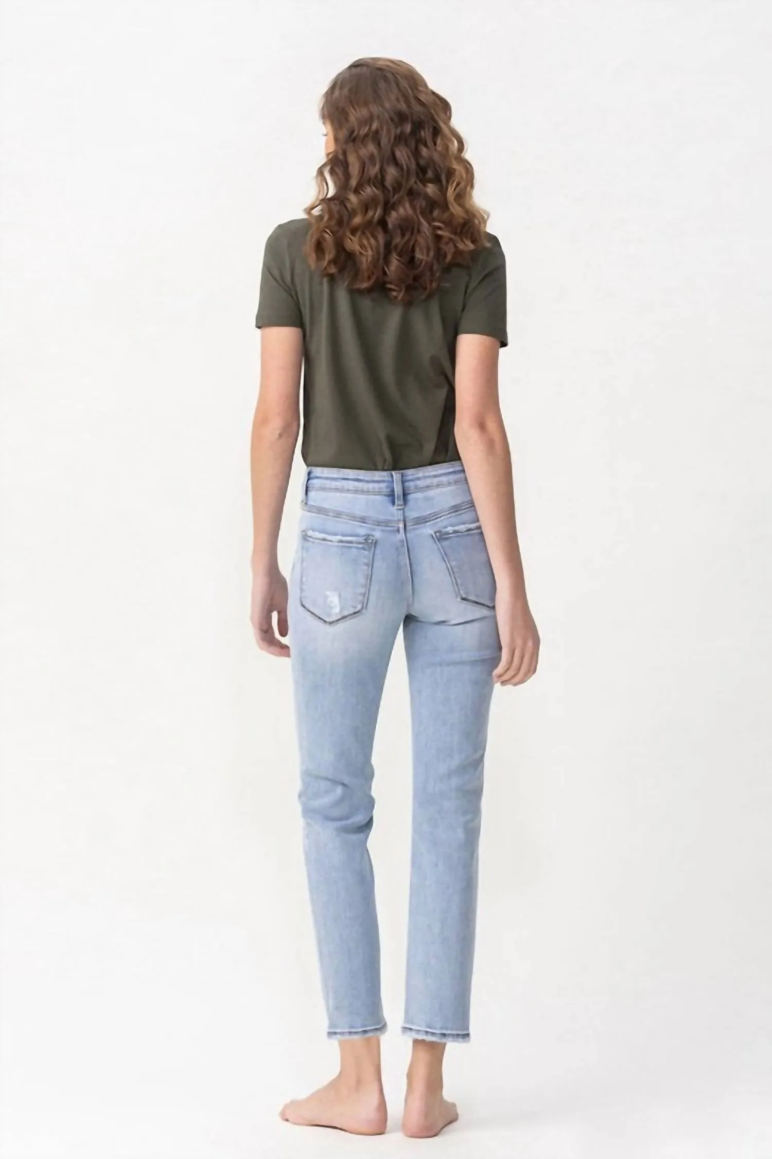 Katrina Mid Rise Slim Straight Jean In Blue