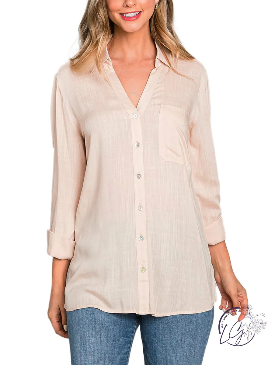 Keepin' It Casual V-Neck Button Down