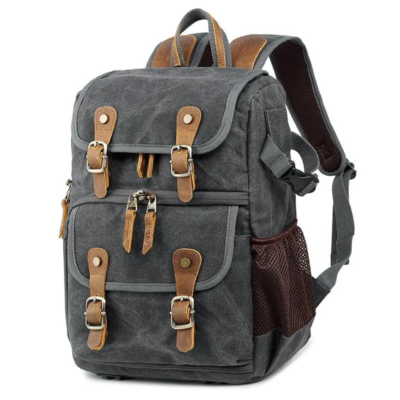 Khaki CANVAS WATERPROOF MENS 15'' CANON CAMERA BACKPACK LARGE NIKON CAMERA BAG DSLR CAMERA BAG FOR MEN