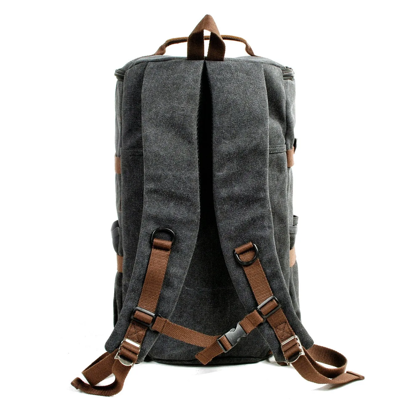 Khaki Waxed Canvas Mens Waterproof Dark Gray Large Hiking Backpack Travel Backpack Barrel Bag for Men