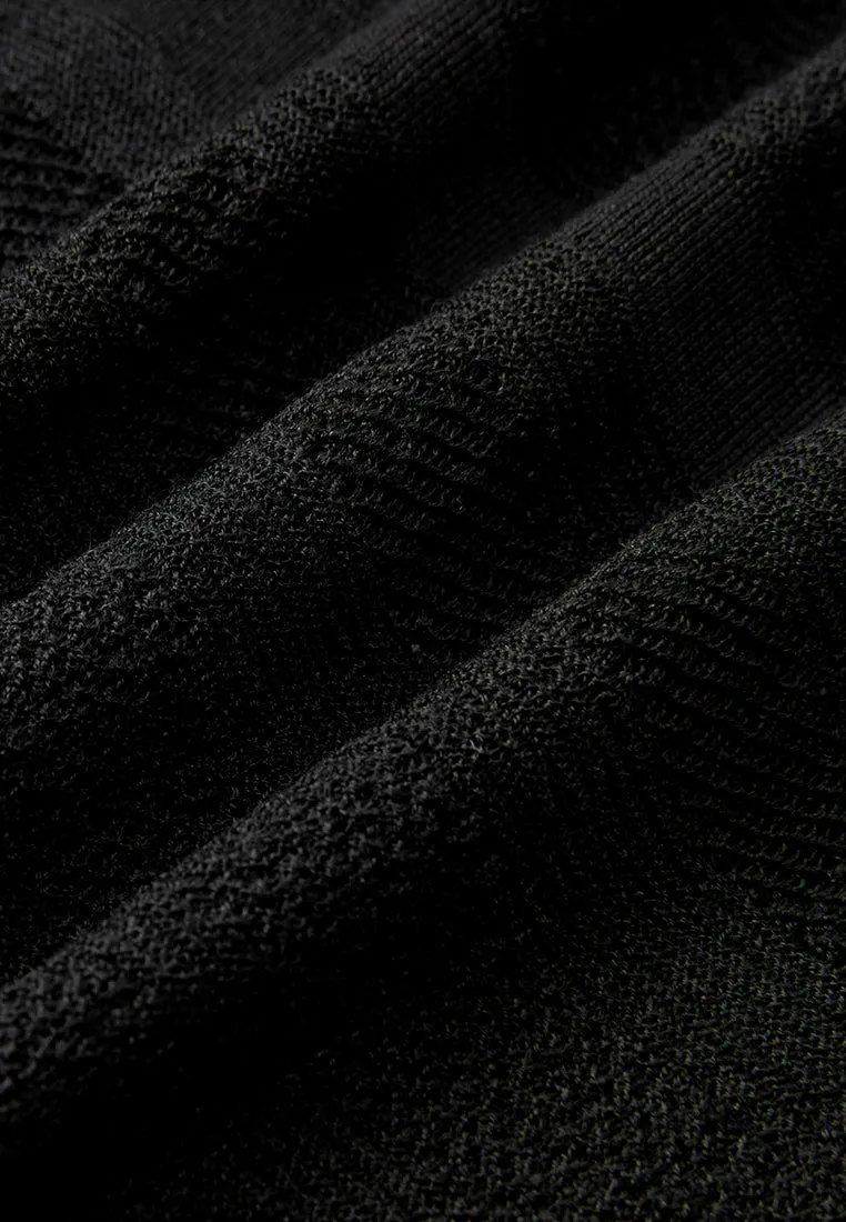 Knitted Stripped Ribbed-trim T-shirt