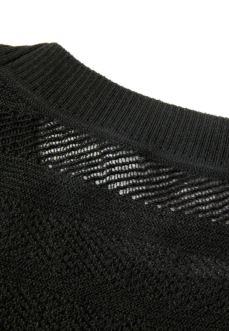 Knitted Stripped Ribbed-trim T-shirt