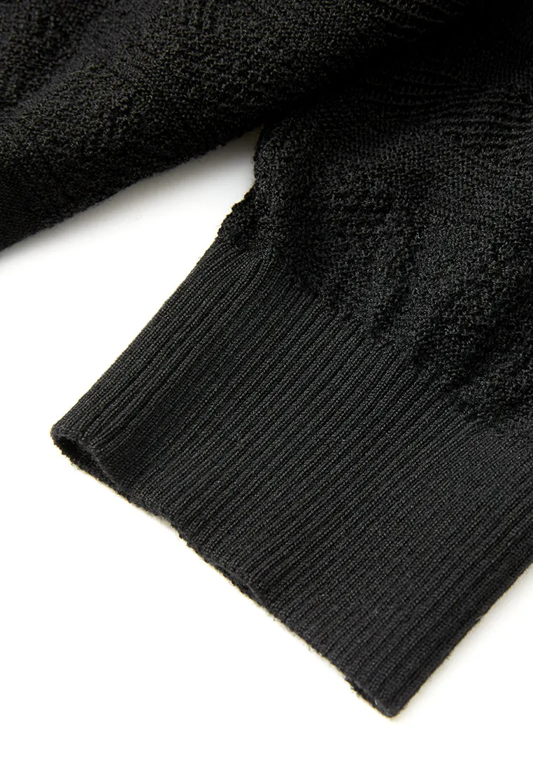 Knitted Stripped Ribbed-trim T-shirt