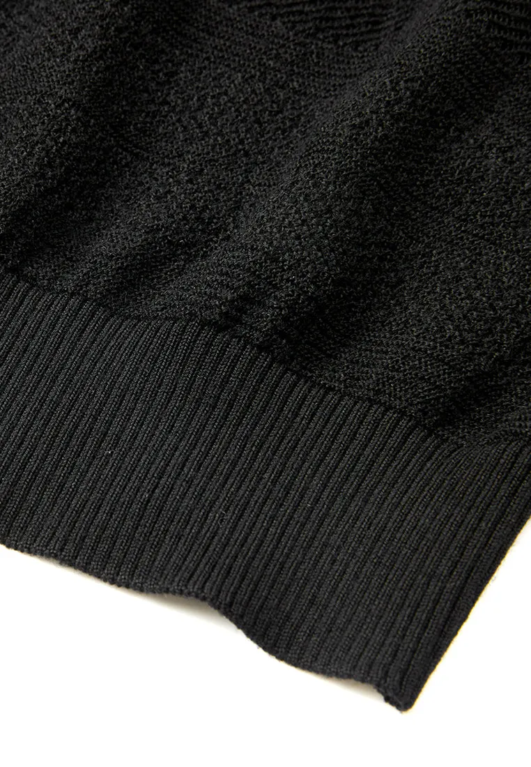 Knitted Stripped Ribbed-trim T-shirt