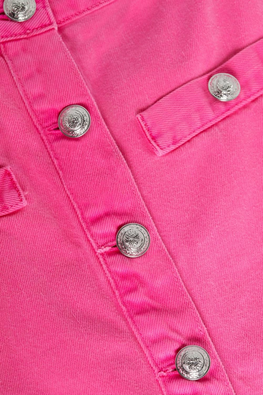 Kris Button Front Mini Skirt In Pink Glo