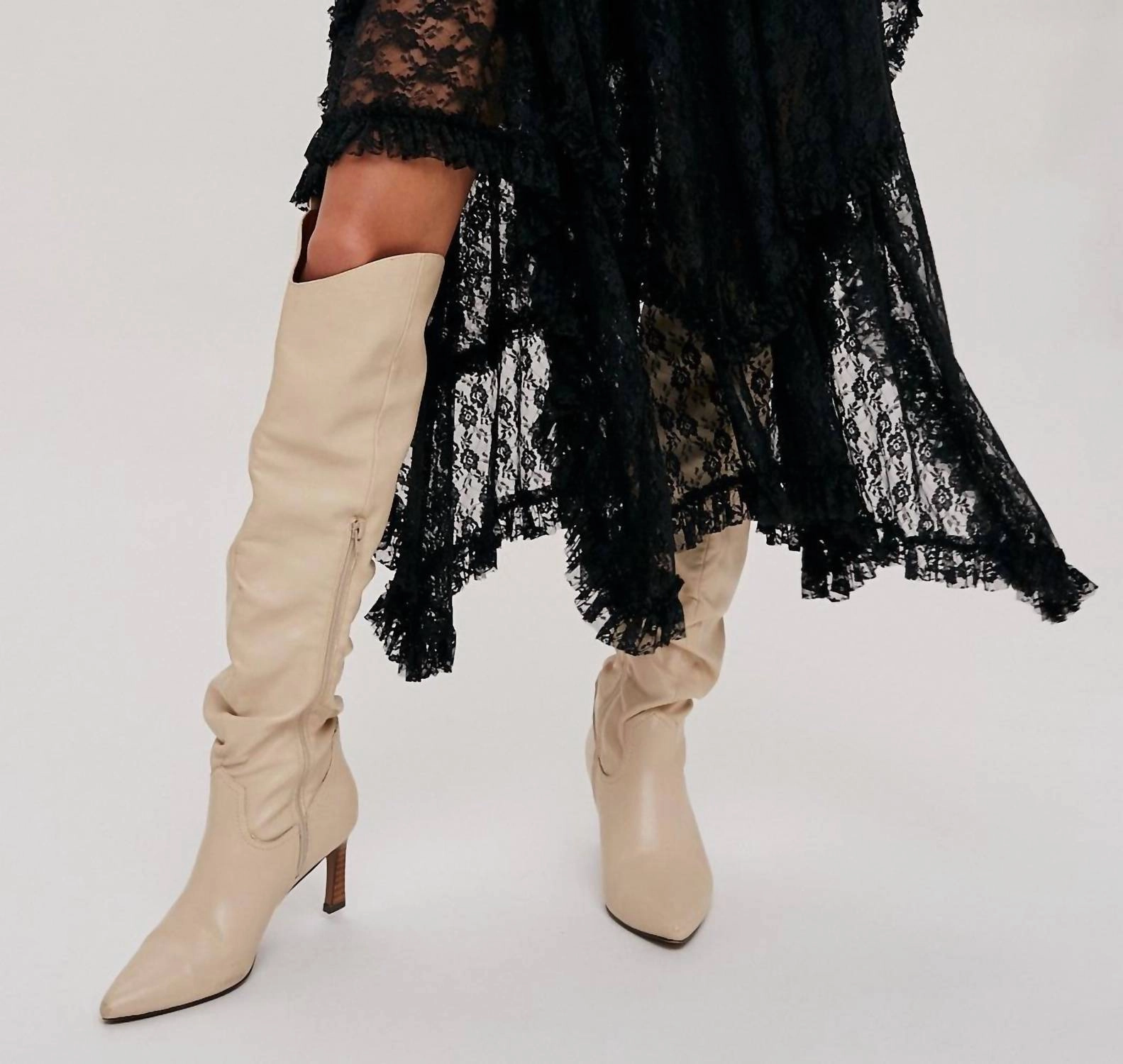 Lace Tier Midi Skirt In Black