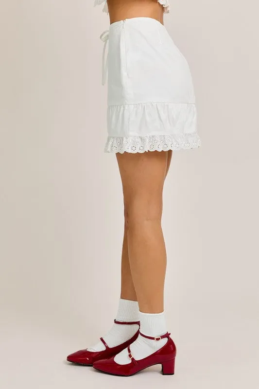 Lana High Waisted Ruffle Lace Mini Skirt