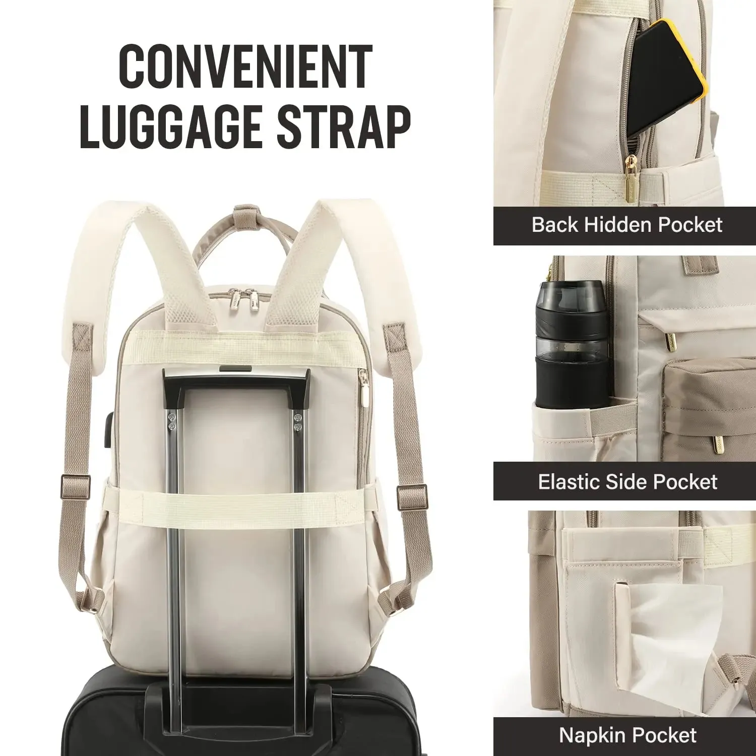 Laptop Backpack for Women ?C Stylish Waterproof Travel Bag with USB Port