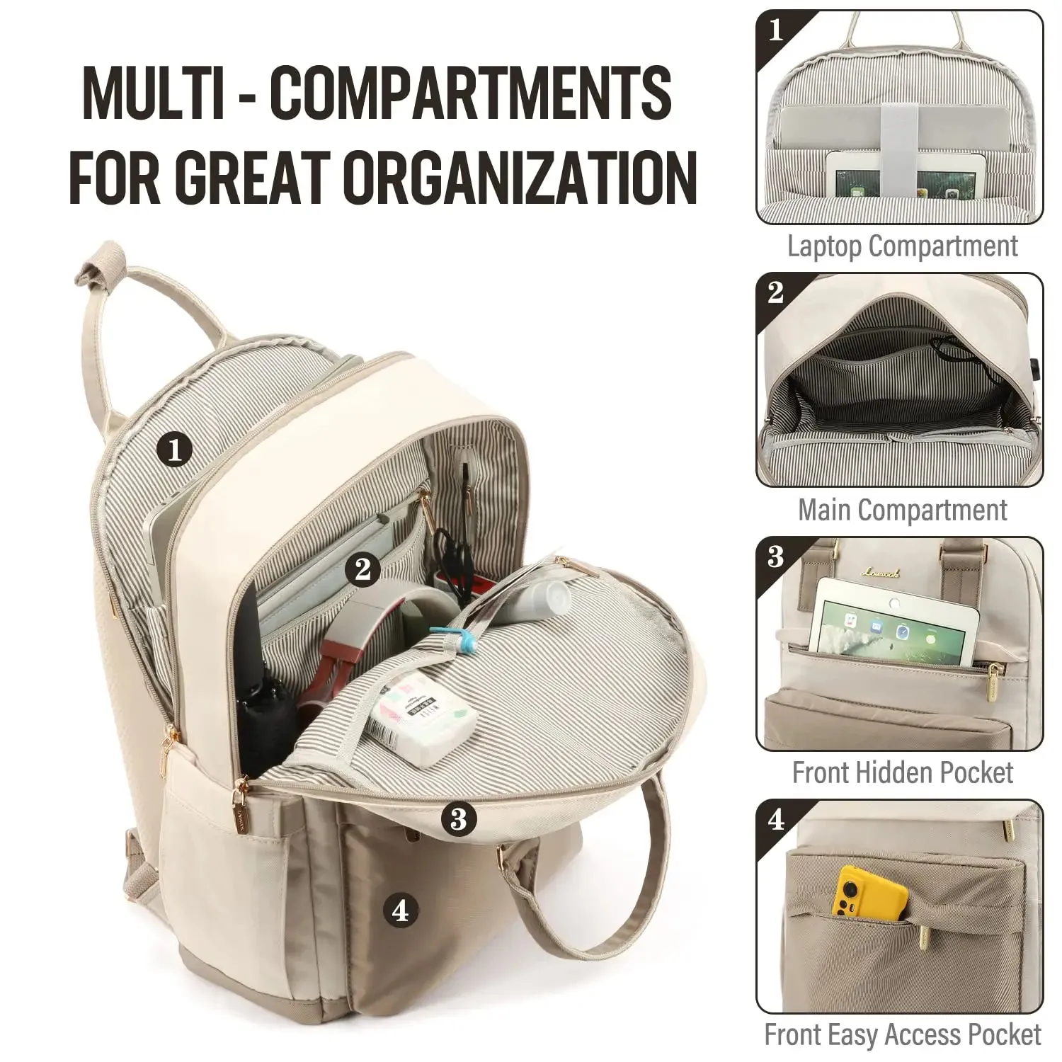 Laptop Backpack for Women ?C Stylish Waterproof Travel Bag with USB Port