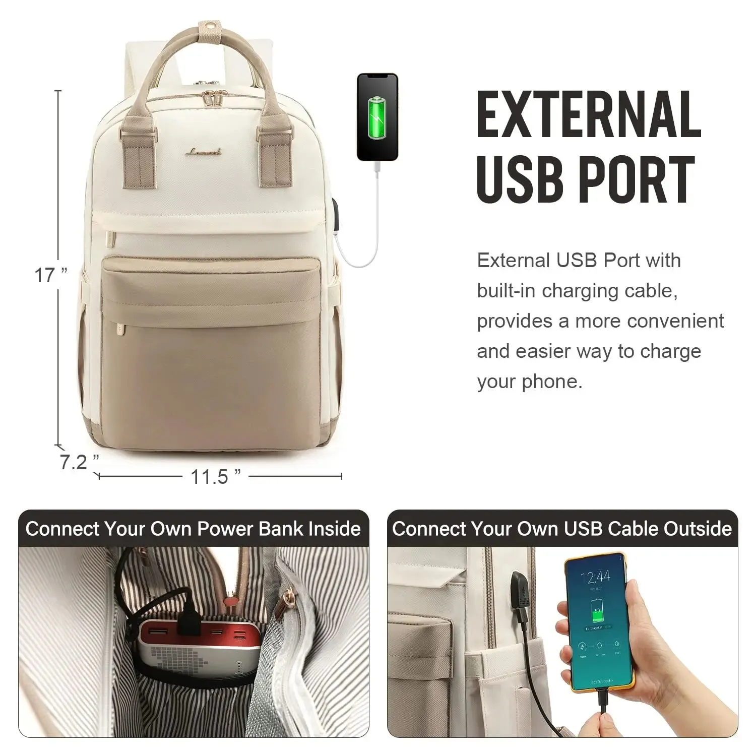 Laptop Backpack for Women ?C Stylish Waterproof Travel Bag with USB Port