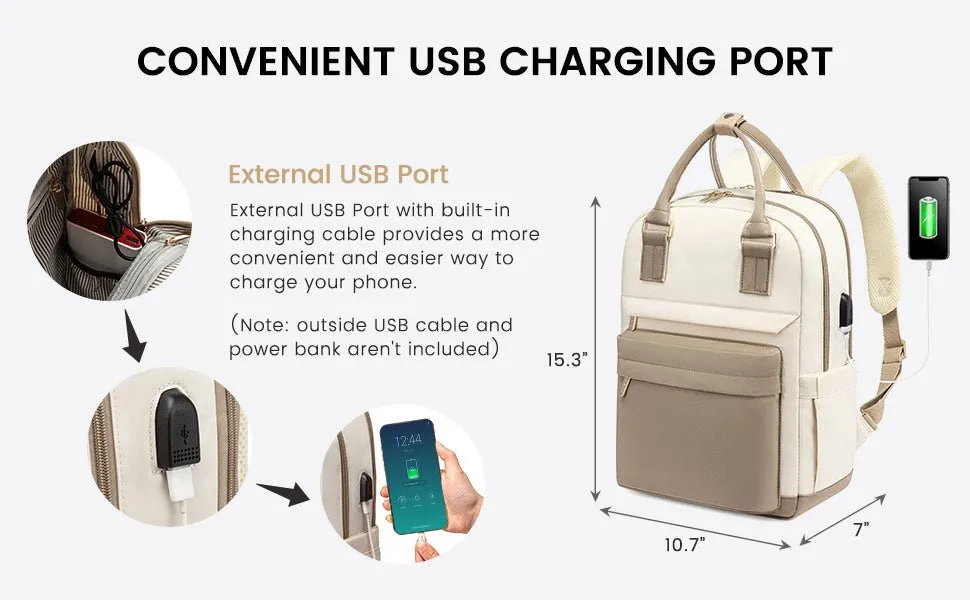 Laptop Backpack for Women ?C Stylish Waterproof Travel Bag with USB Port