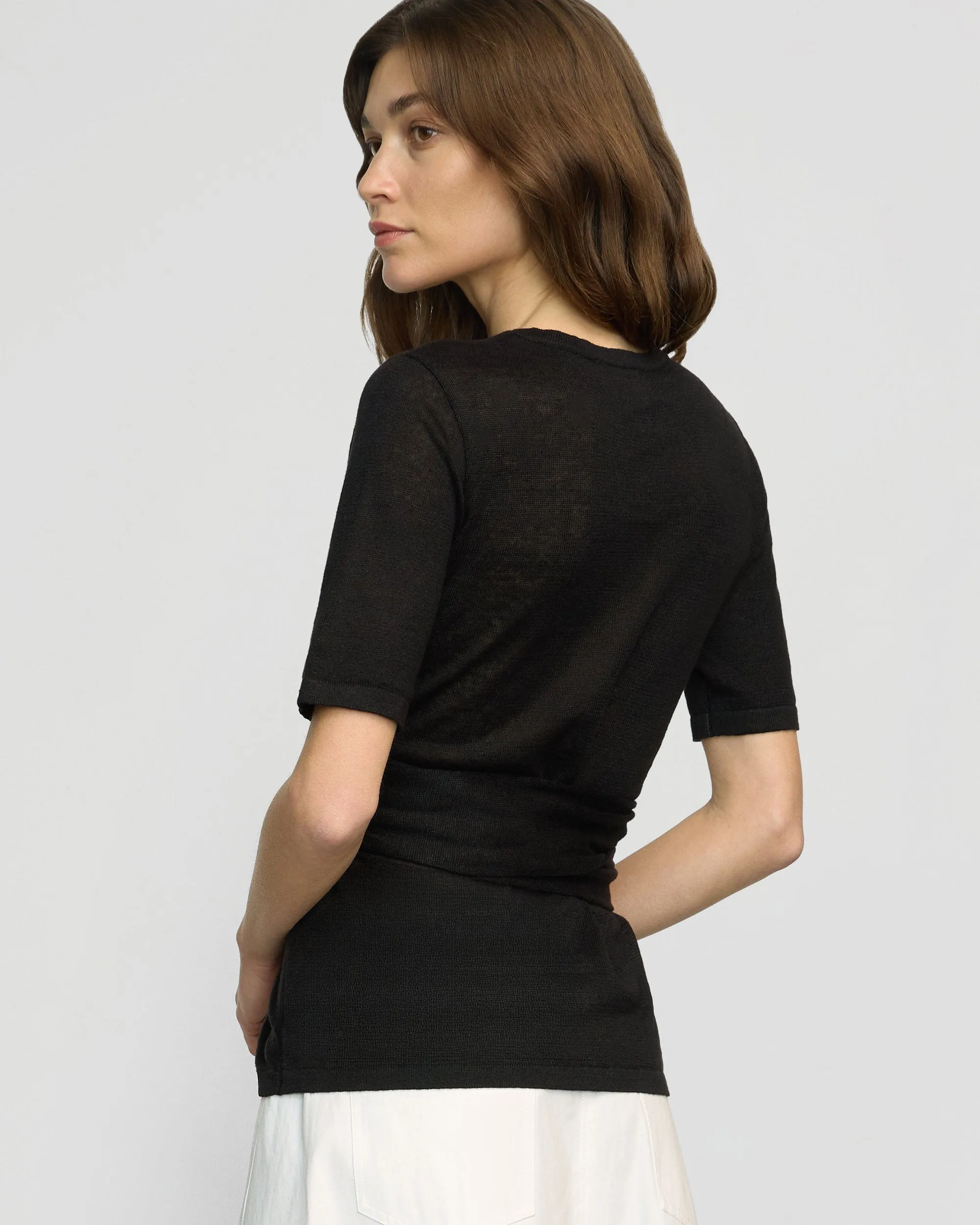 Lark Tie-Front Linen Sweater