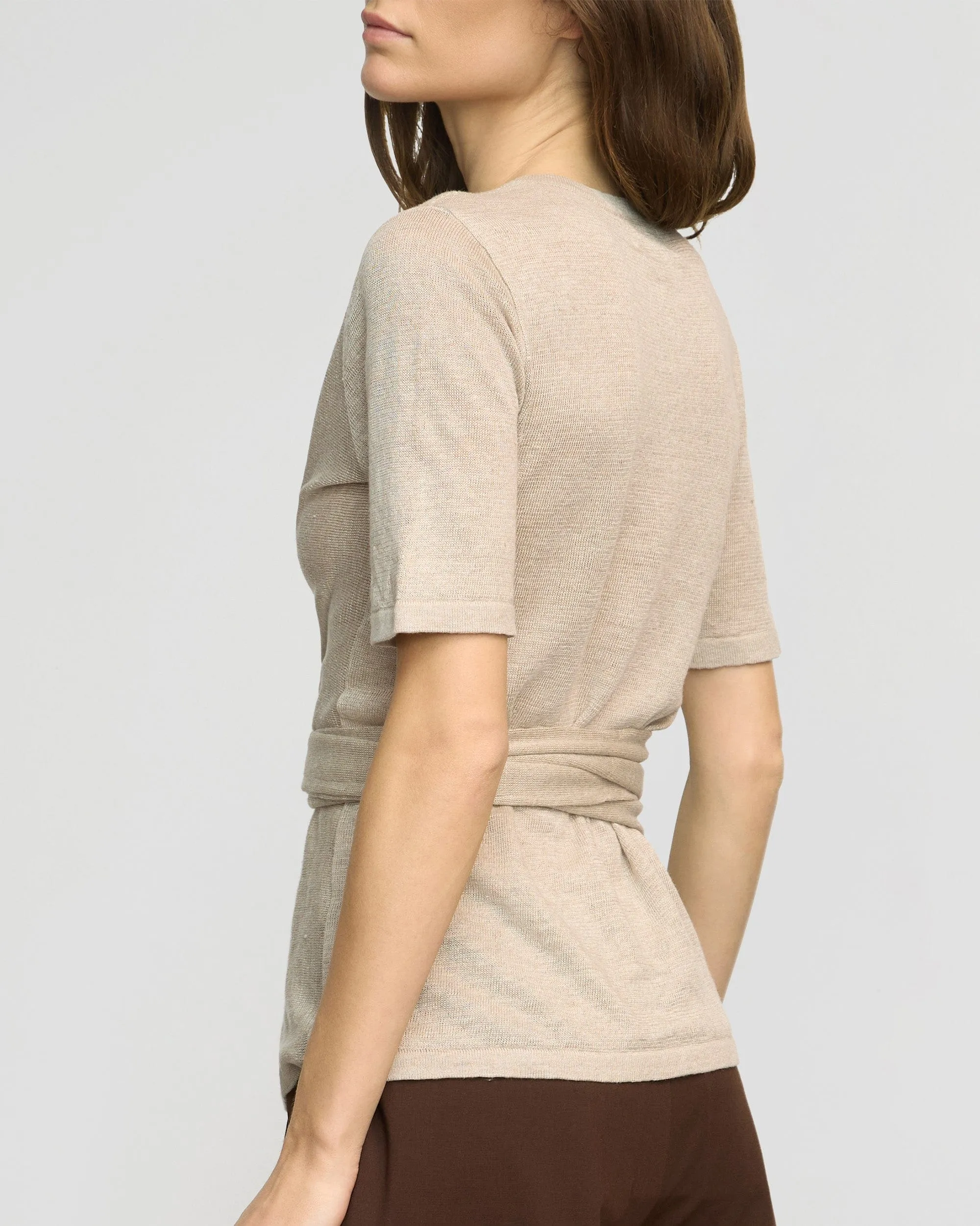 Lark Tie-Front Linen Sweater
