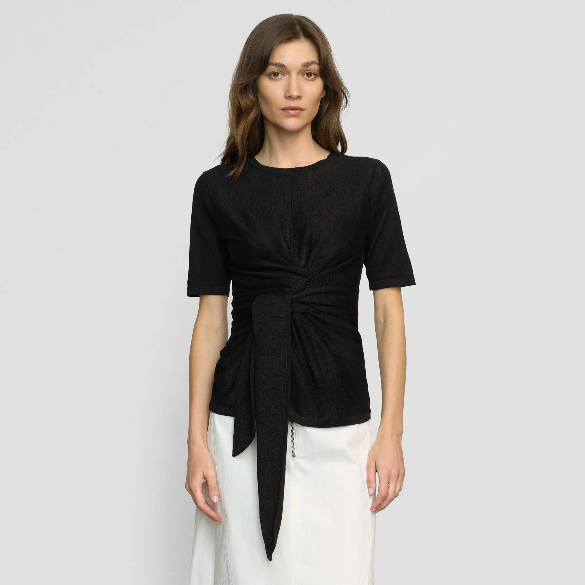 Lark Tie-Front Linen Sweater