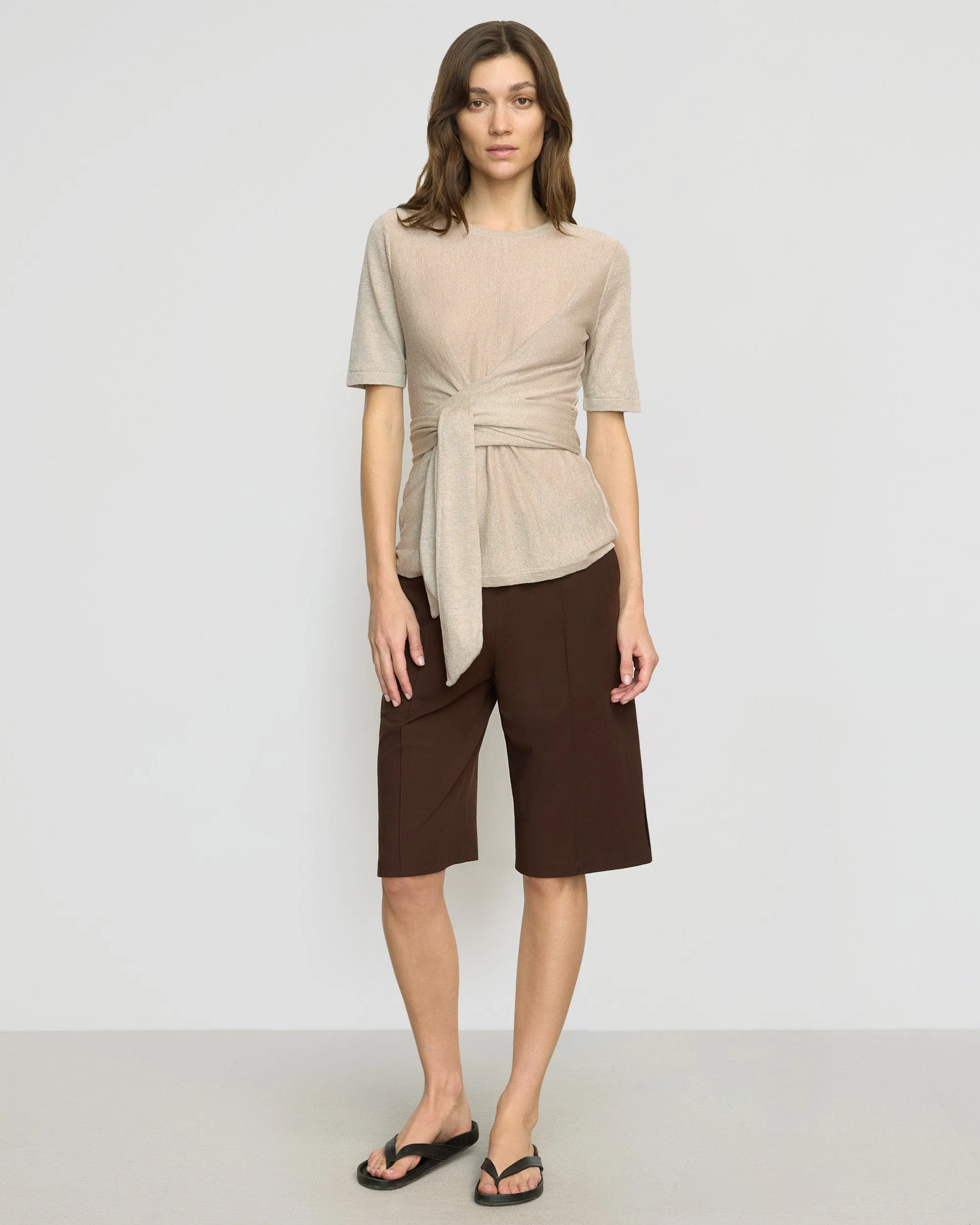 Lark Tie-Front Linen Sweater