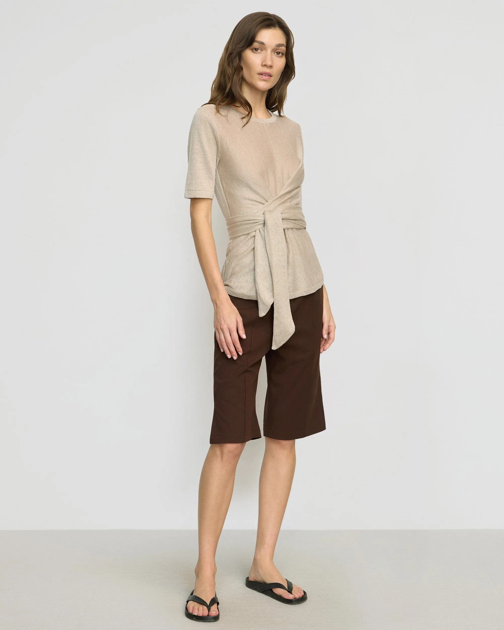 Lark Tie-Front Linen Sweater